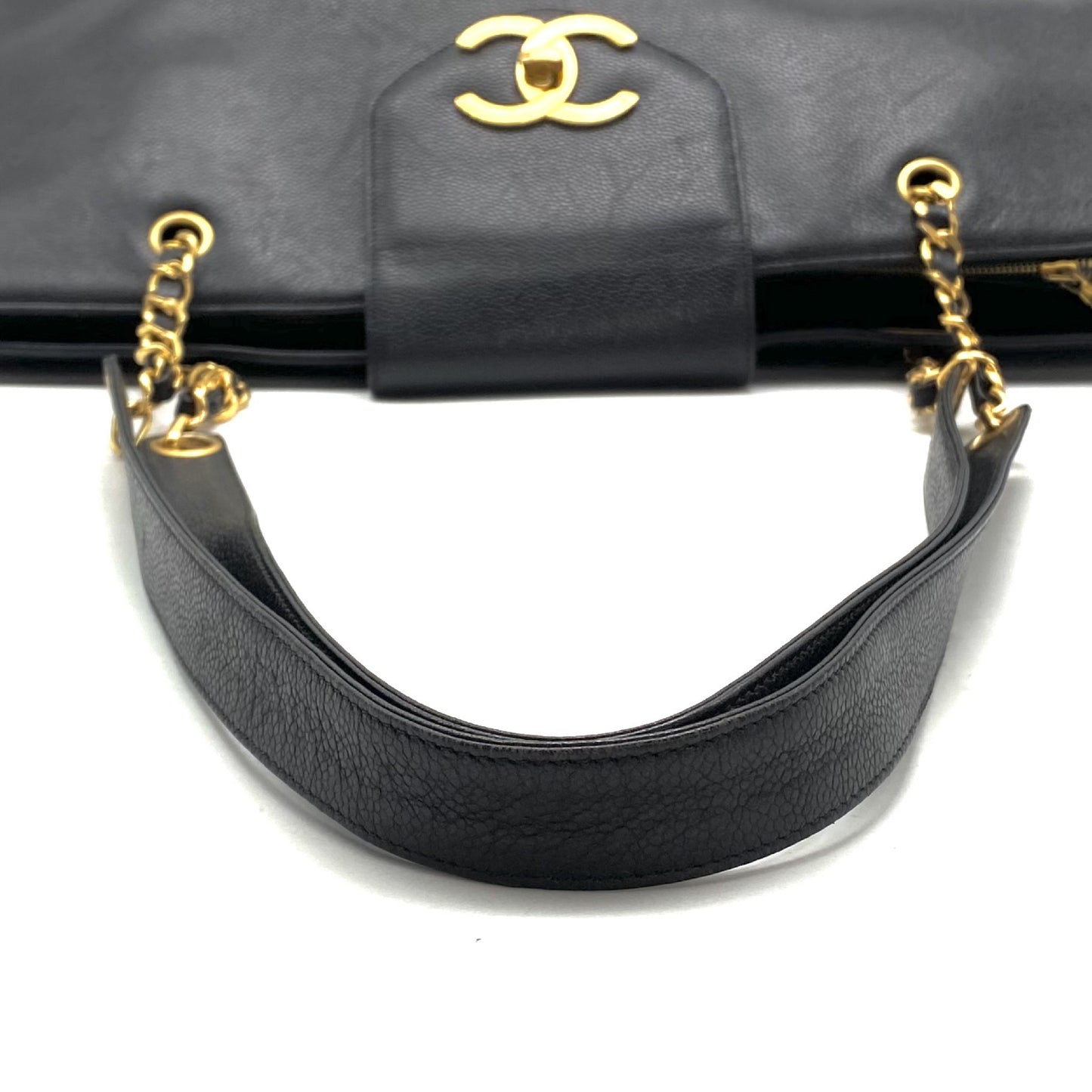 CHANEL CHANEL Supermodel Large Coco Mark Turnlock Caviar Leather Chain Shoulder Tote Bag