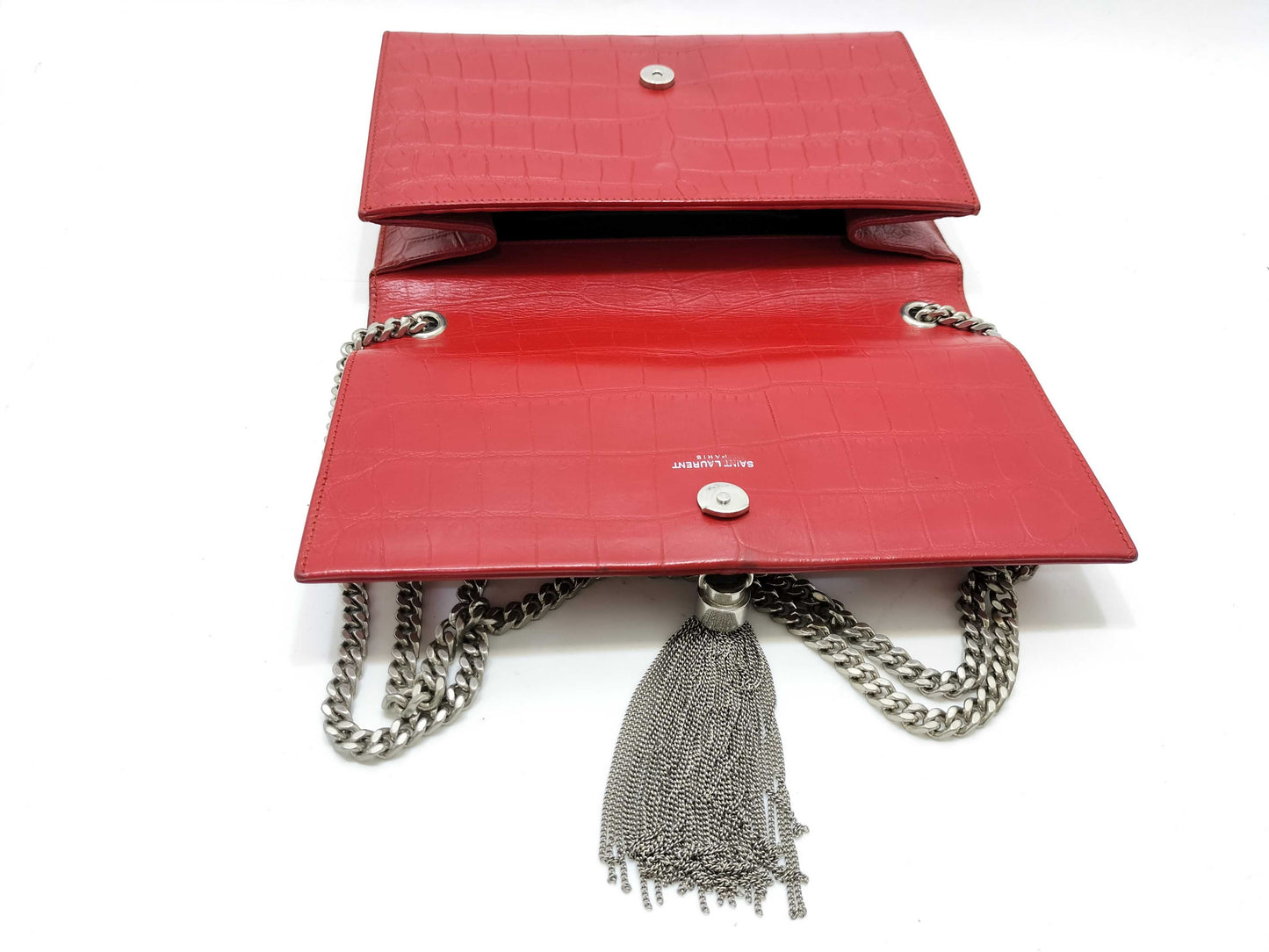 SAINT LAURENT SAINT LAURENT Paris Kate Crocodile Embossed Shoulder Bag Shoulder Bag