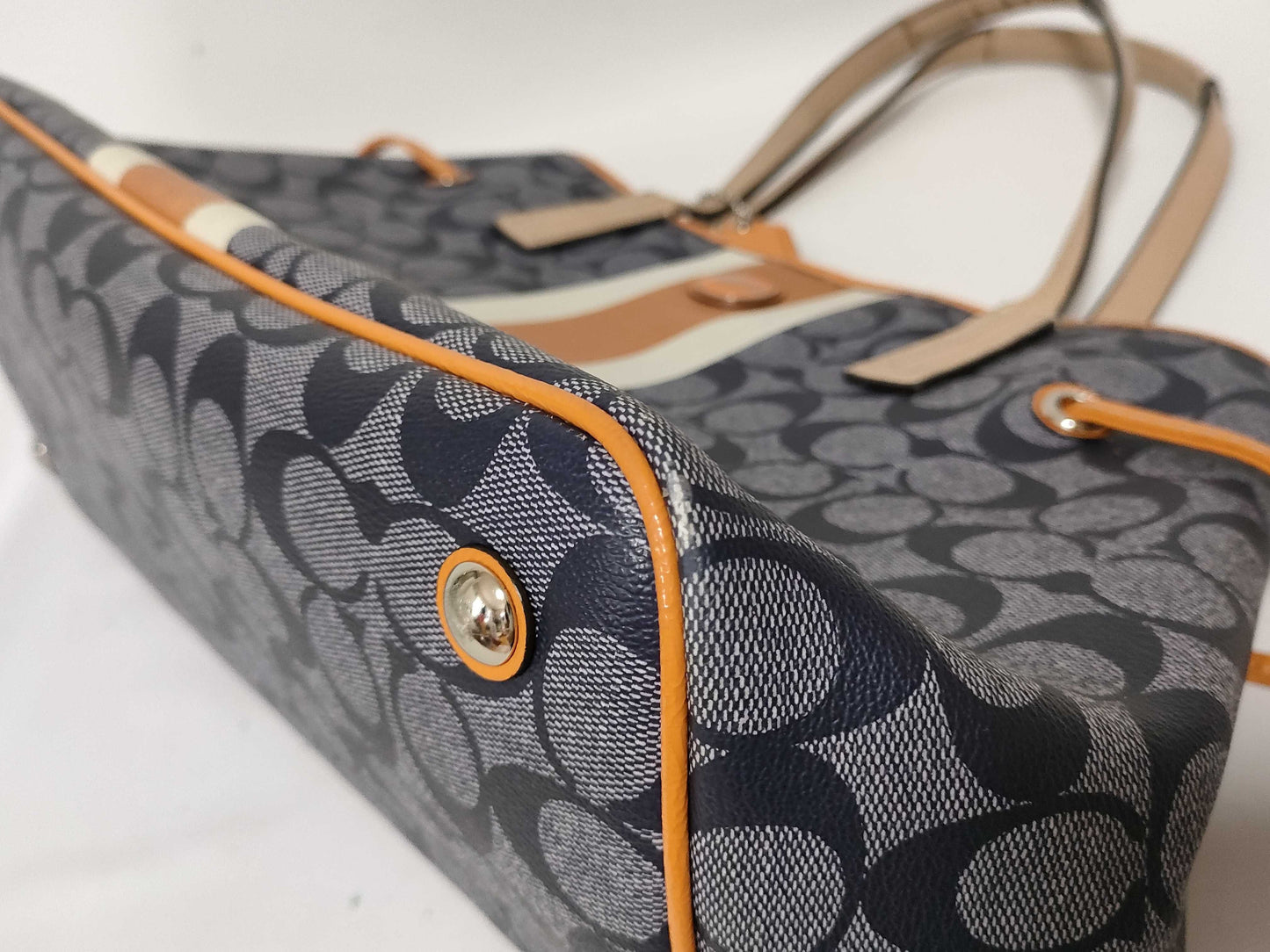 COACH Signature Coach Tote Bag Heritage Stripe Signature Tote Bag