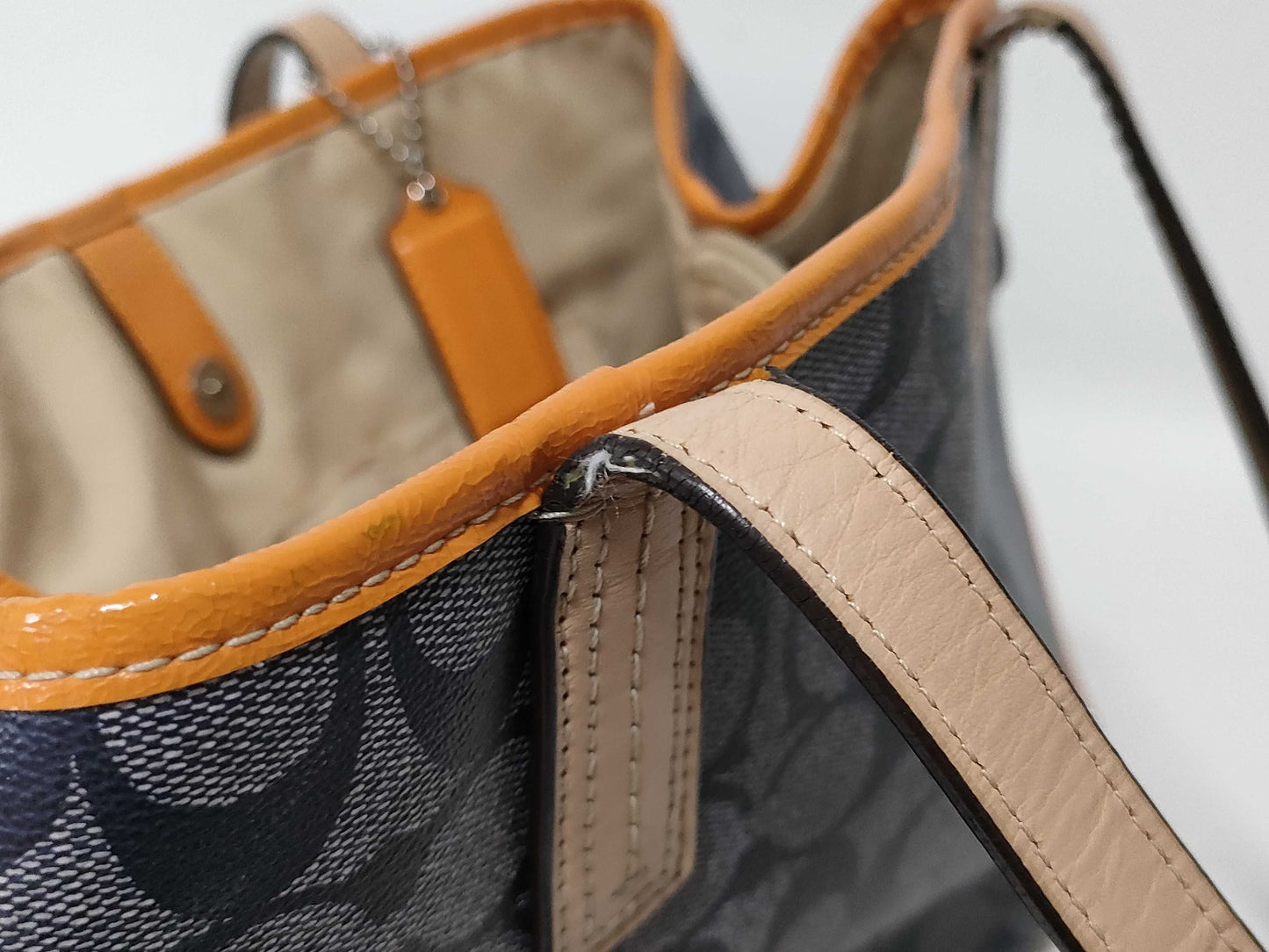 COACH Signature Coach Tote Bag Heritage Stripe Signature Tote Bag