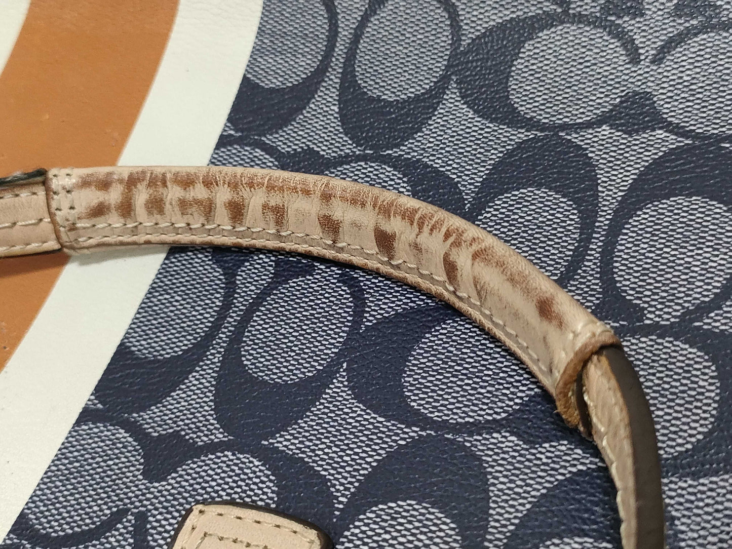 COACH Signature Coach Tote Bag Heritage Stripe Signature Tote Bag