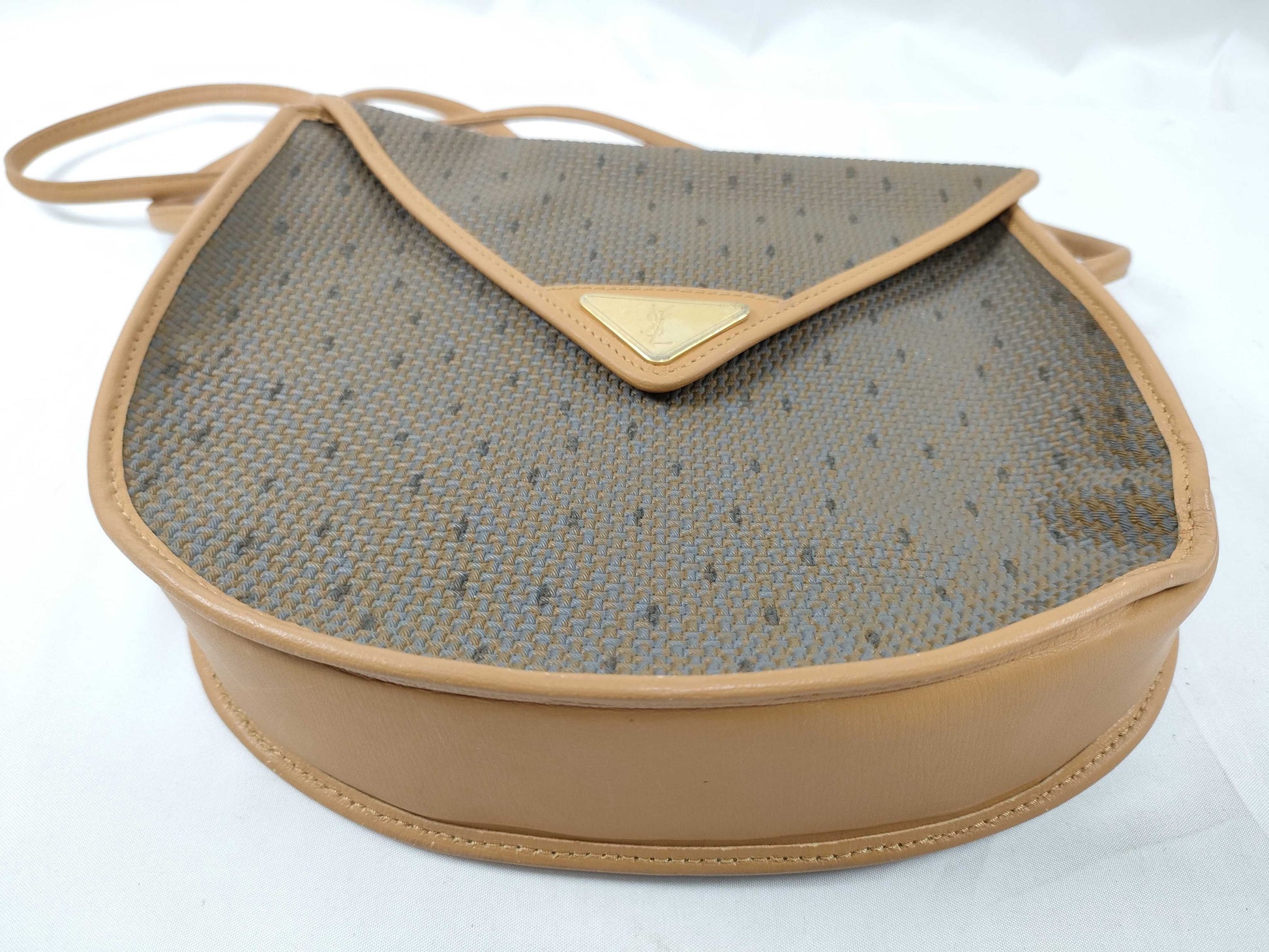 Yves Saint Laurent PVCx Leather Shoulder Bag Brown