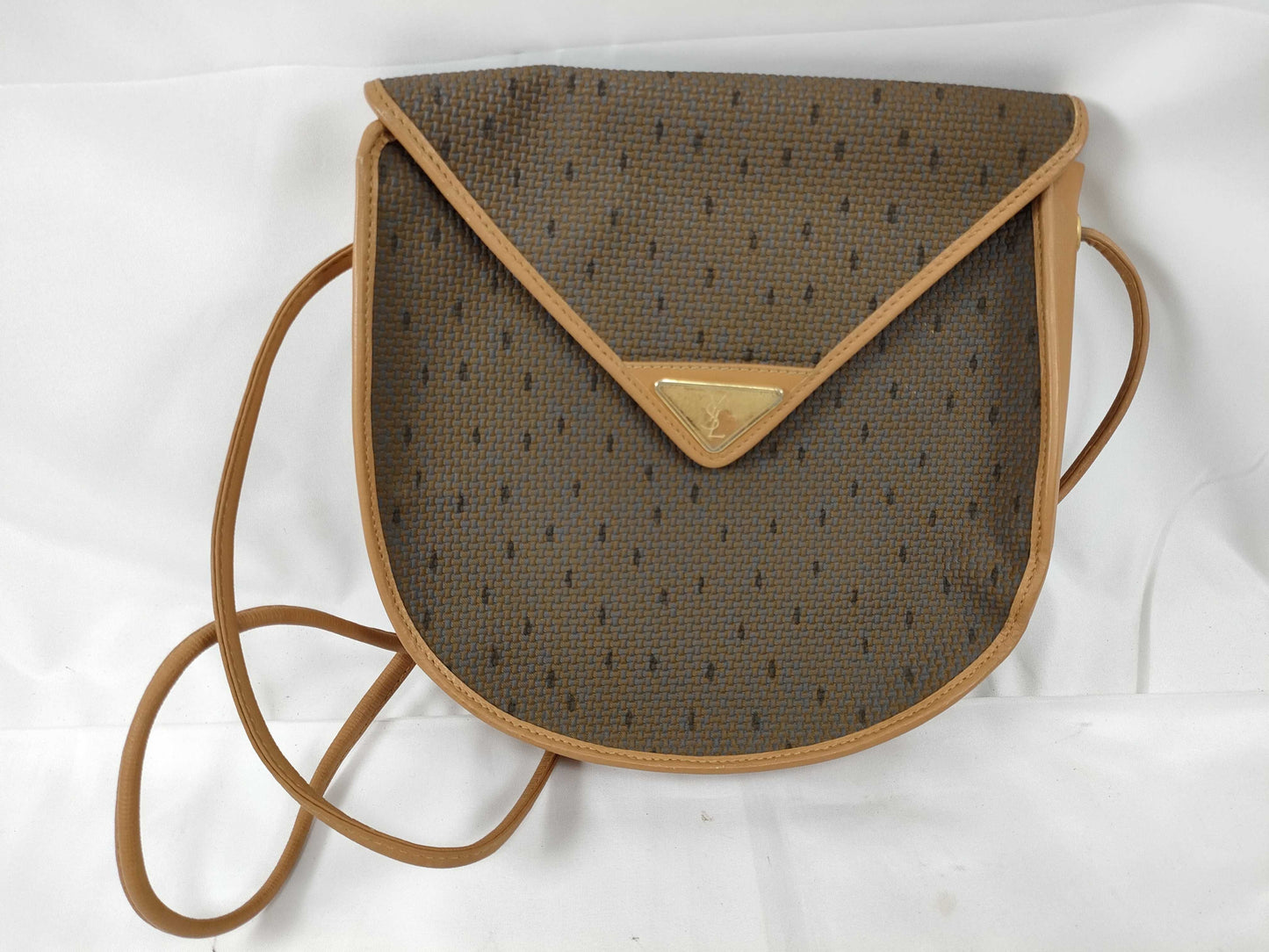 Yves Saint Laurent PVCx Leather Shoulder Bag Brown