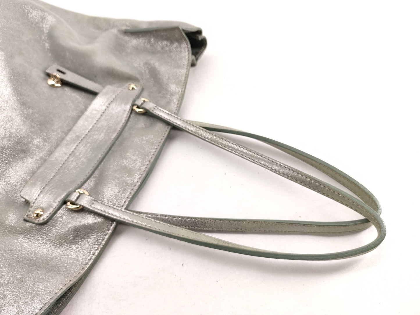 FURLA F5962 Leather Tote Bag in Green and Silver