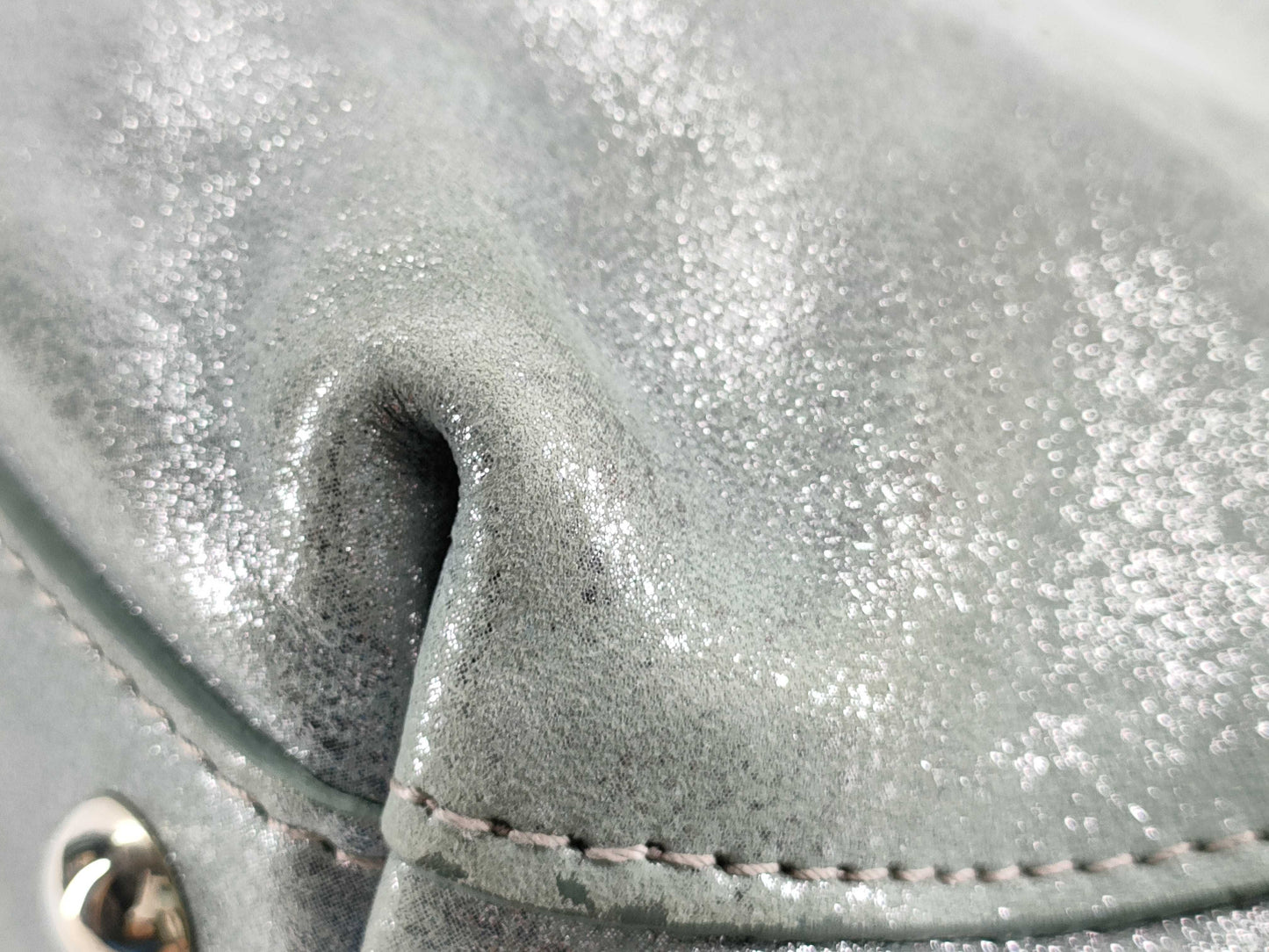 FURLA F5962 Leather Tote Bag in Green and Silver
