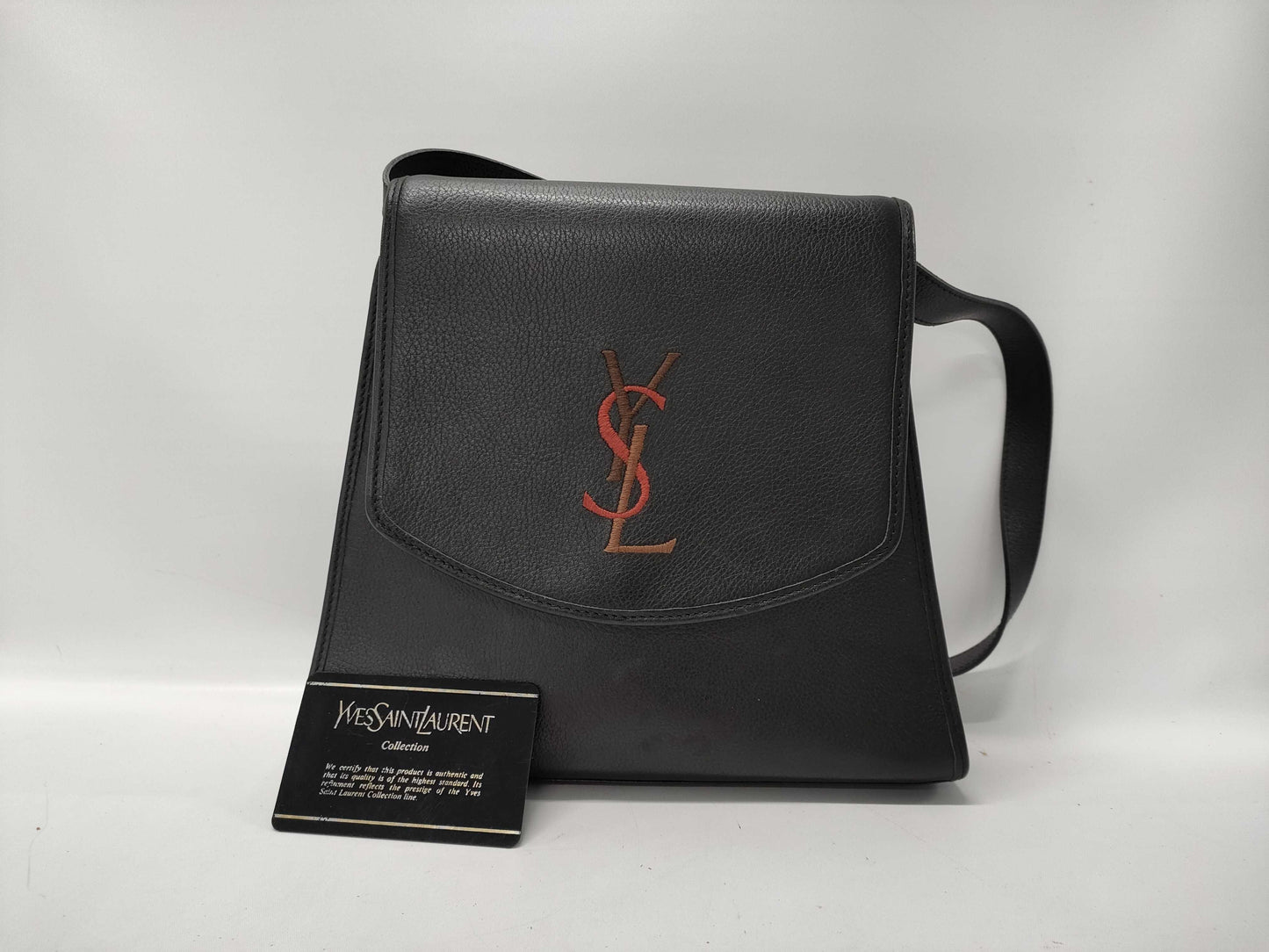 SAINT LAURENT YSL All Leather Embroidered Vintage Shoulder Bag