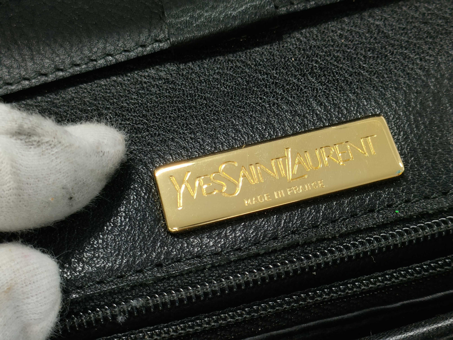 SAINT LAURENT YSL All Leather Embroidered Vintage Shoulder Bag