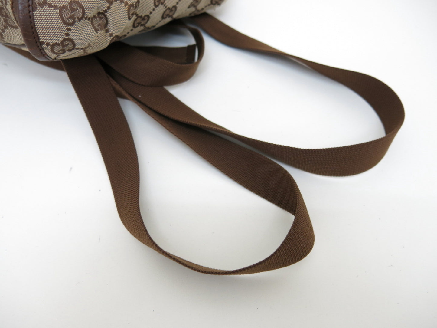 GUCCI GUCCI Gucci GG Canvas Leather Backpack Brown Beige Backpack