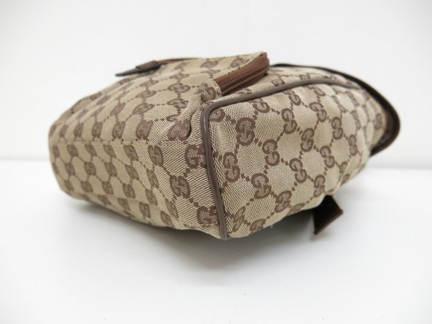 GUCCI GUCCI Gucci GG Canvas Leather Backpack Brown Beige Backpack