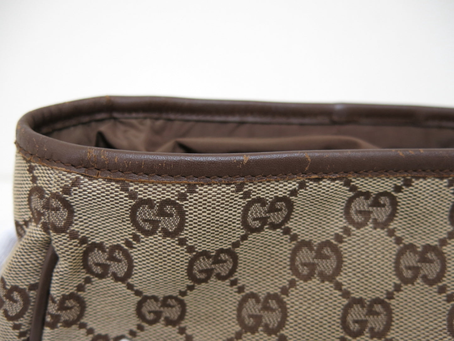 GUCCI GUCCI Gucci GG Canvas Leather Backpack Brown Beige Backpack
