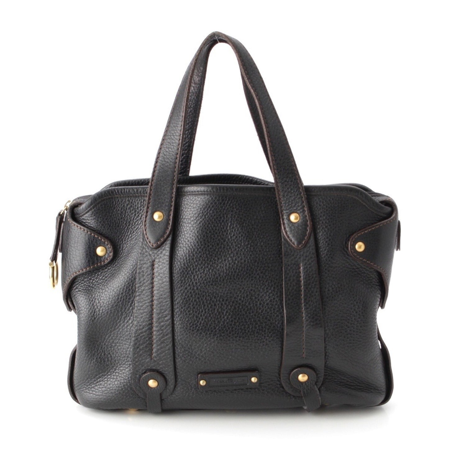 Salvatore Ferragamo Gancini Leather Handbag AU-21/6823 Black Handbag