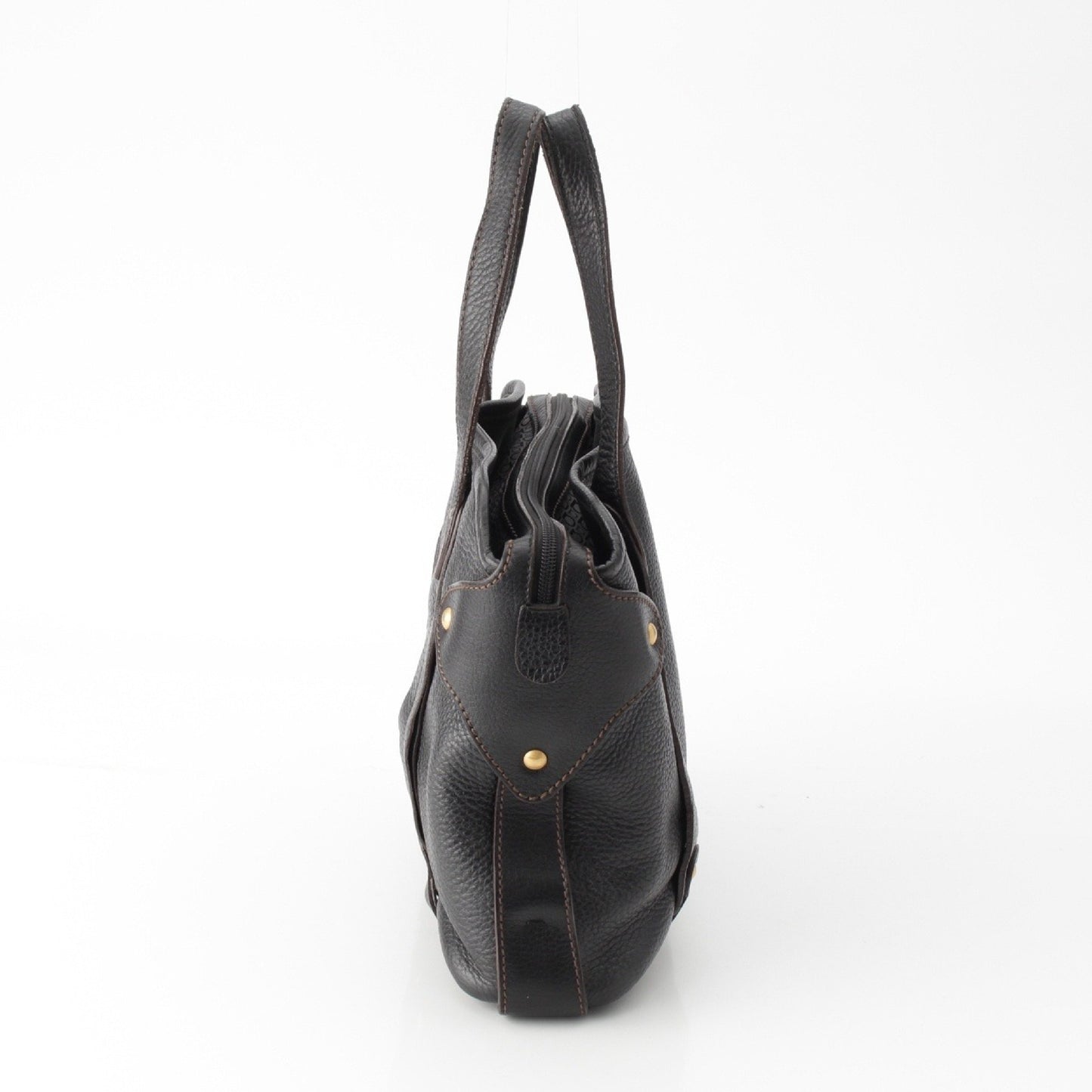 Salvatore Ferragamo Gancini Leather Handbag AU-21/6823 Black Handbag