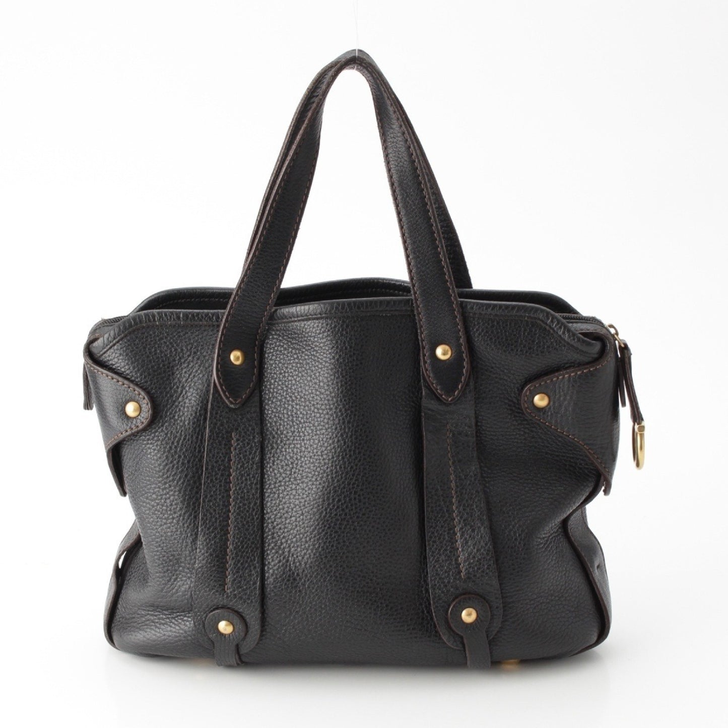 Salvatore Ferragamo Gancini Leather Handbag AU-21/6823 Black Handbag