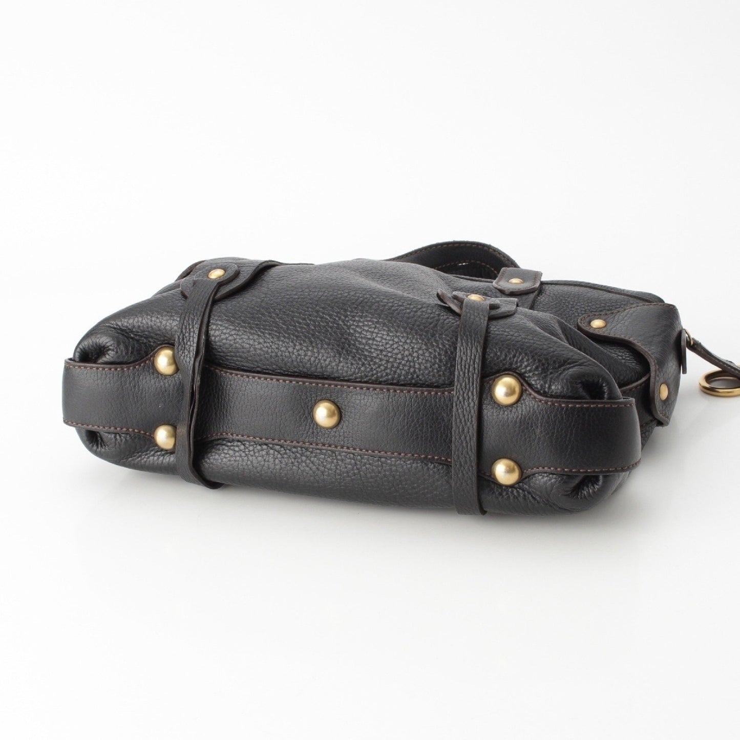 Salvatore Ferragamo Gancini Leather Handbag AU-21/6823 Black Handbag