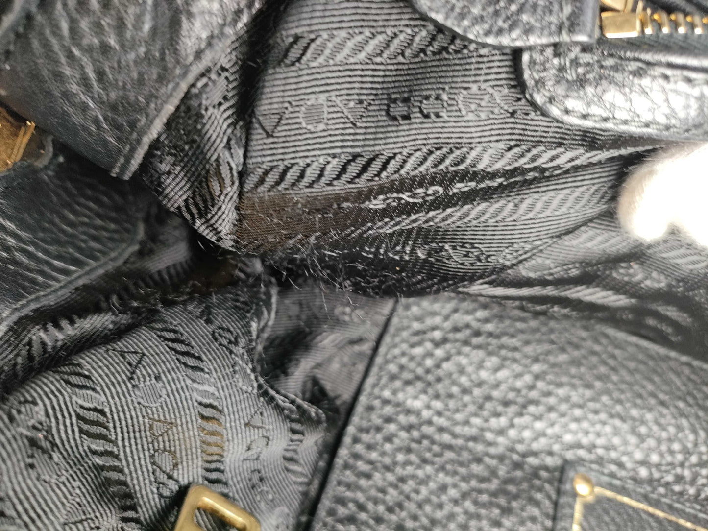 PRADA Vitello Dino Leather 2-Way Handbag with Shoulder Strap