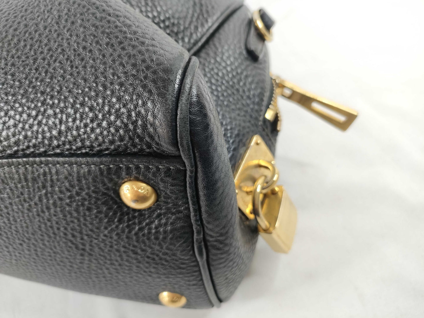 PRADA Vitello Dino Leather 2-Way Handbag with Shoulder Strap