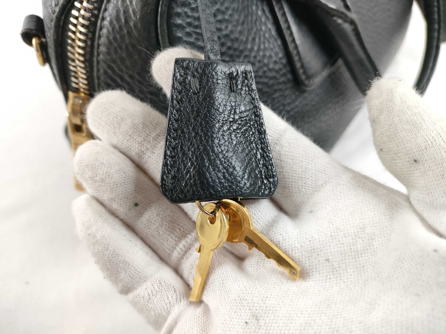 PRADA Vitello Dino Leather 2-Way Handbag with Shoulder Strap