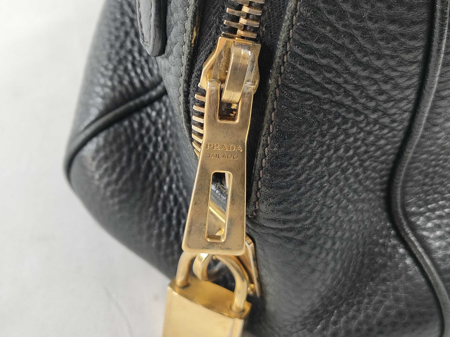 PRADA Vitello Dino Leather 2-Way Handbag with Shoulder Strap