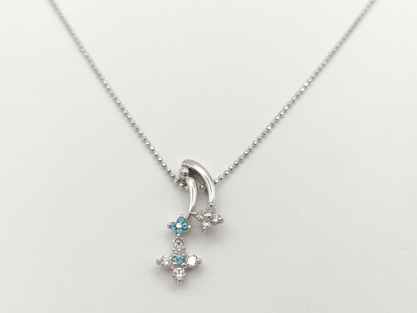 Paraiba tourmaline 0.05ct D0.24ct K18 4.0g necklace