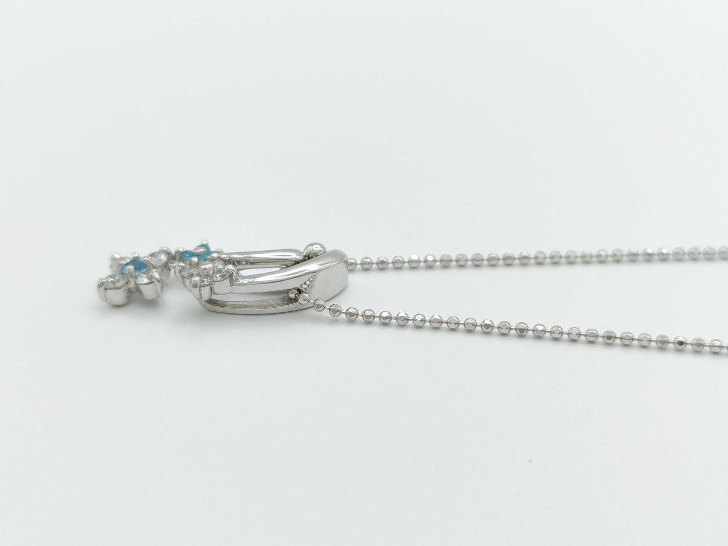 Paraiba tourmaline 0.05ct D0.24ct K18 4.0g necklace