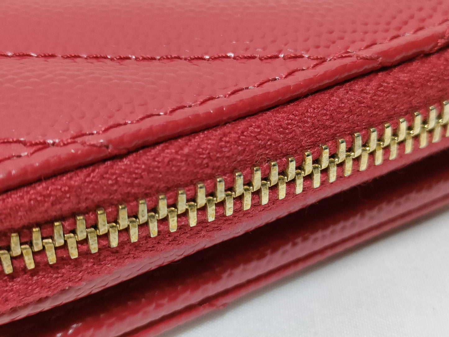 SAINT LAURENT YSL Line V-Stitch Compact Wallet 403723 Leather Red Wallet