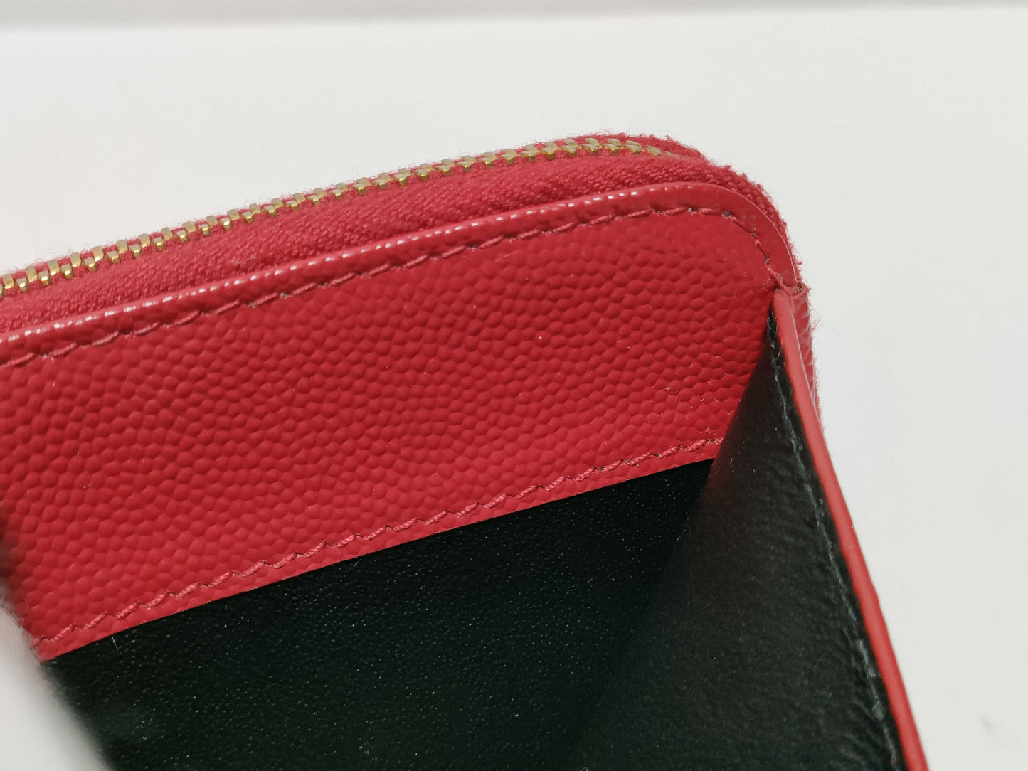 SAINT LAURENT YSL Line V-Stitch Compact Wallet 403723 Leather Red Wallet