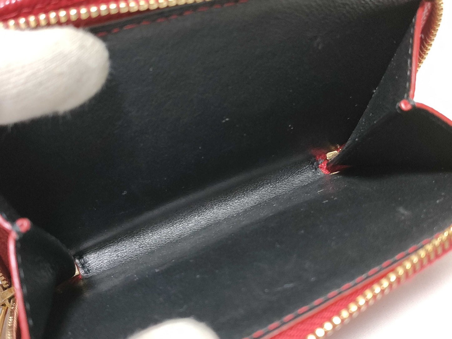 SAINT LAURENT YSL Line V-Stitch Compact Wallet 403723 Leather Red Wallet