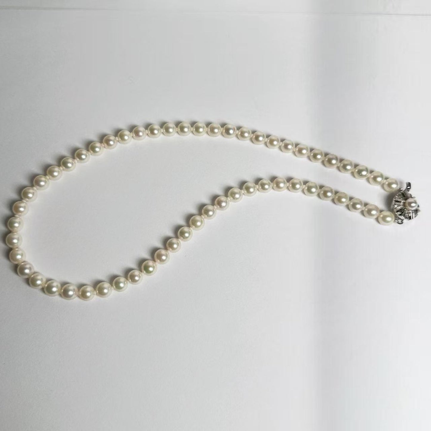 Pearl diameter: approximately 6.6mm-6.9mm, Sterling Silver, 27.1g, Necklace