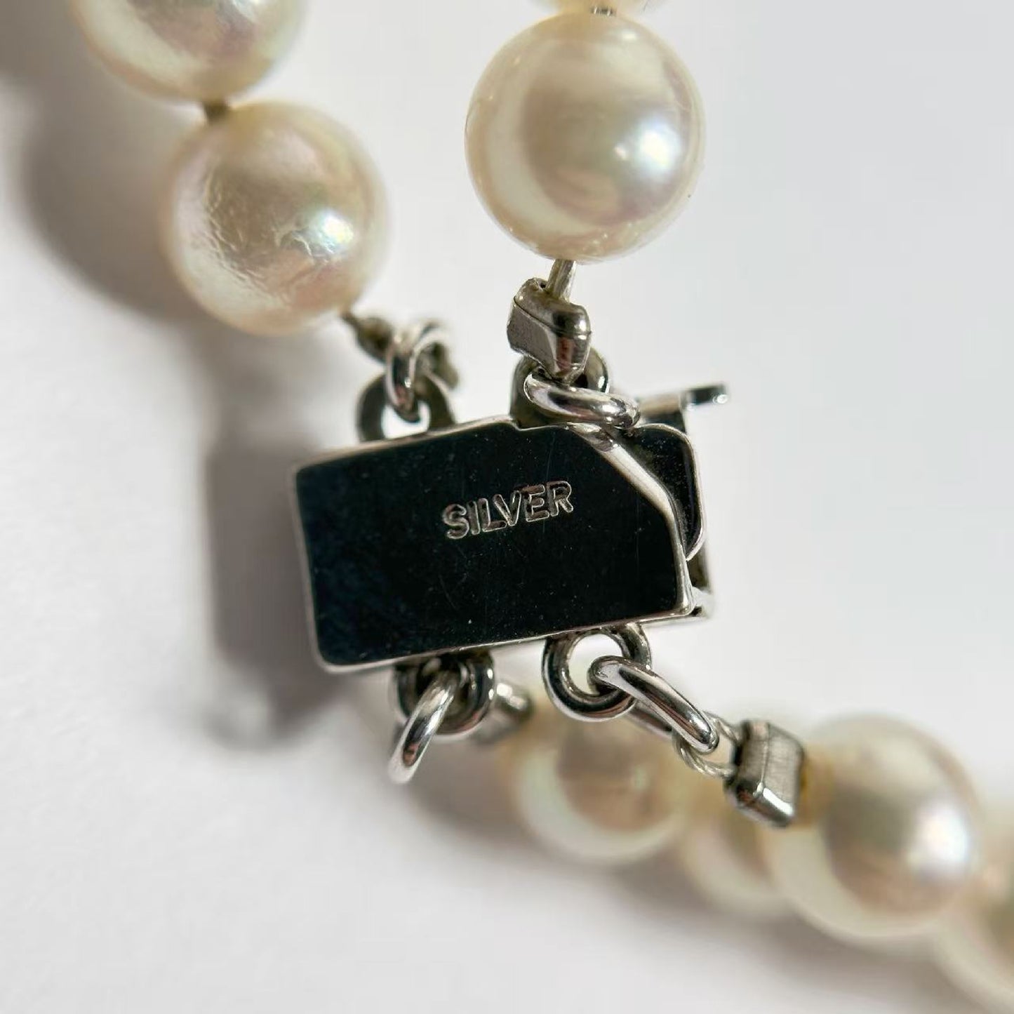 Double Pearl Bracelet/Bangle, Diameter: Approx. 5.2mm-5.8mm, Sterling Silver, 16.0g