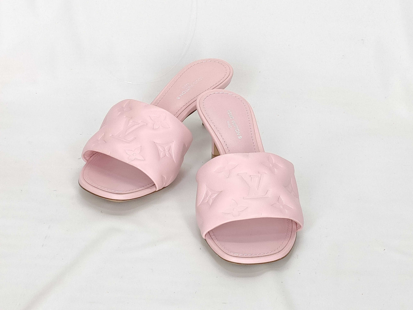 LOUIS VUITTON Revival Line Sandals Monogram Embossed Pink SW0291 34 1/2 Sandals