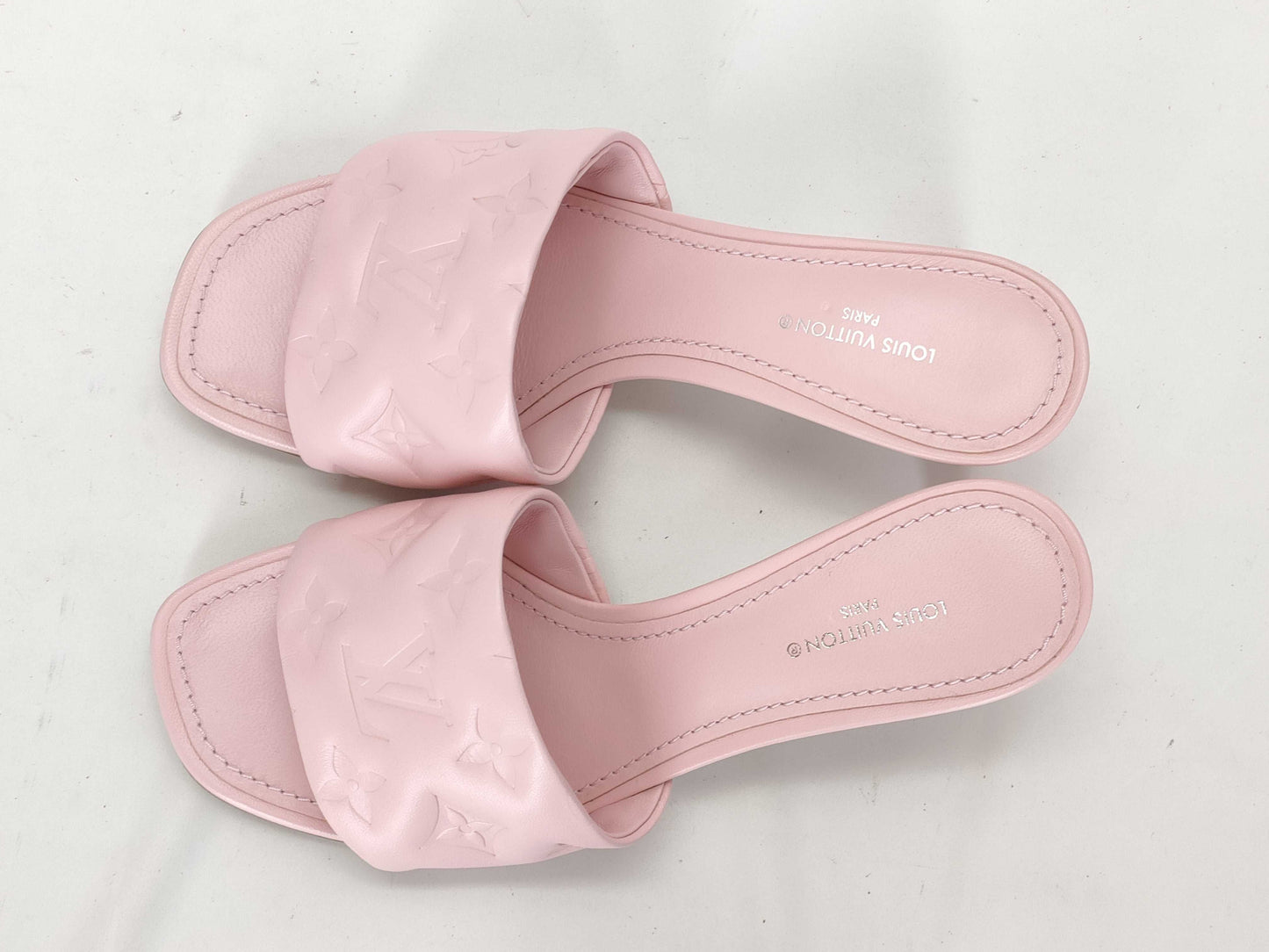 LOUIS VUITTON Revival Line Sandals Monogram Embossed Pink SW0291 34 1/2 Sandals