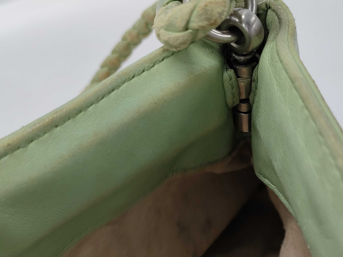 BOTTEGA VENETA Intrecciato Handbag Shoulder Accessory Pouch Leather Green Bag
