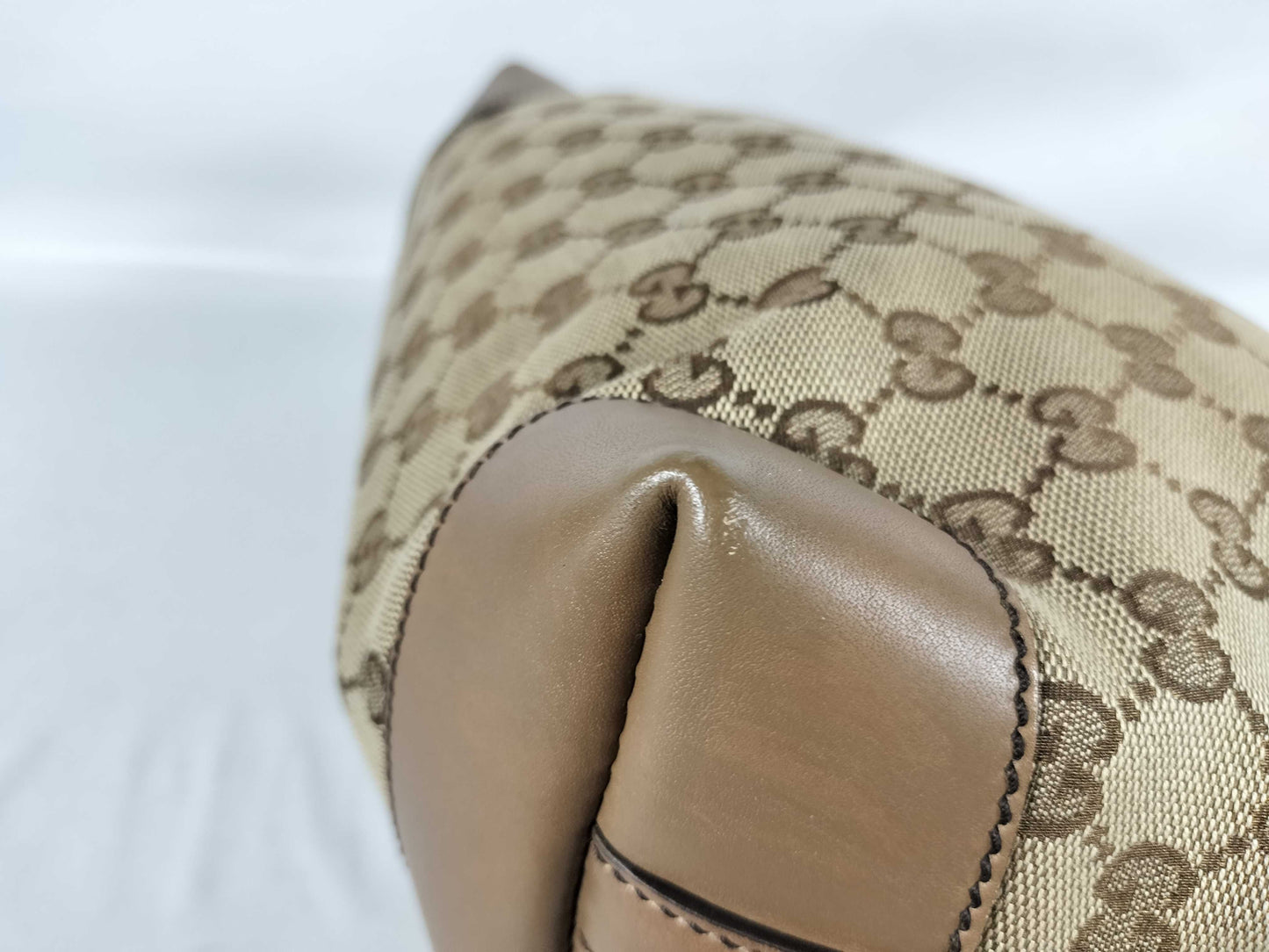 GUCCI DU-Gucci GG Canvas Canvas x Leather Tote Bag Beige 269878 Tote Bag