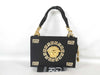 VERSACE Gianni Versace Mini Handbag, Medusa, Greca Pattern, Rhinestones, Satin, Black Handbag