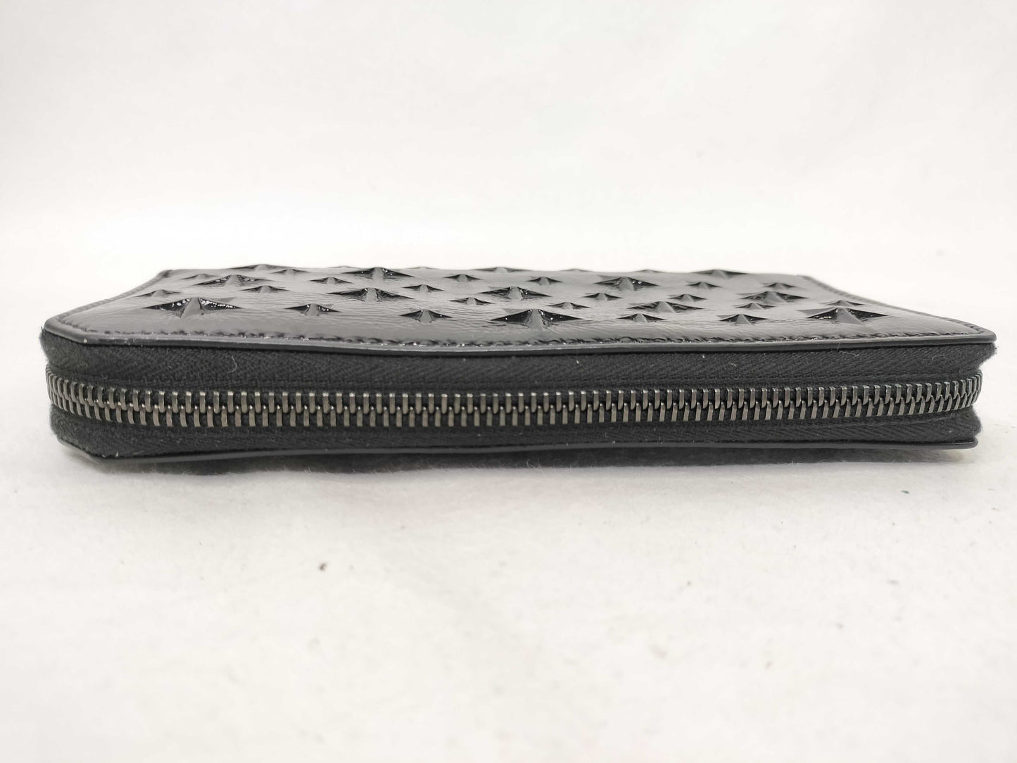 JIMMY CHOO Enamel Round Zip Long Wallet Black Wallet