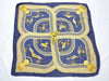 HERMES Carre 90 VOITURES PANIERS Silk Scarf Blue x Gold Scarf