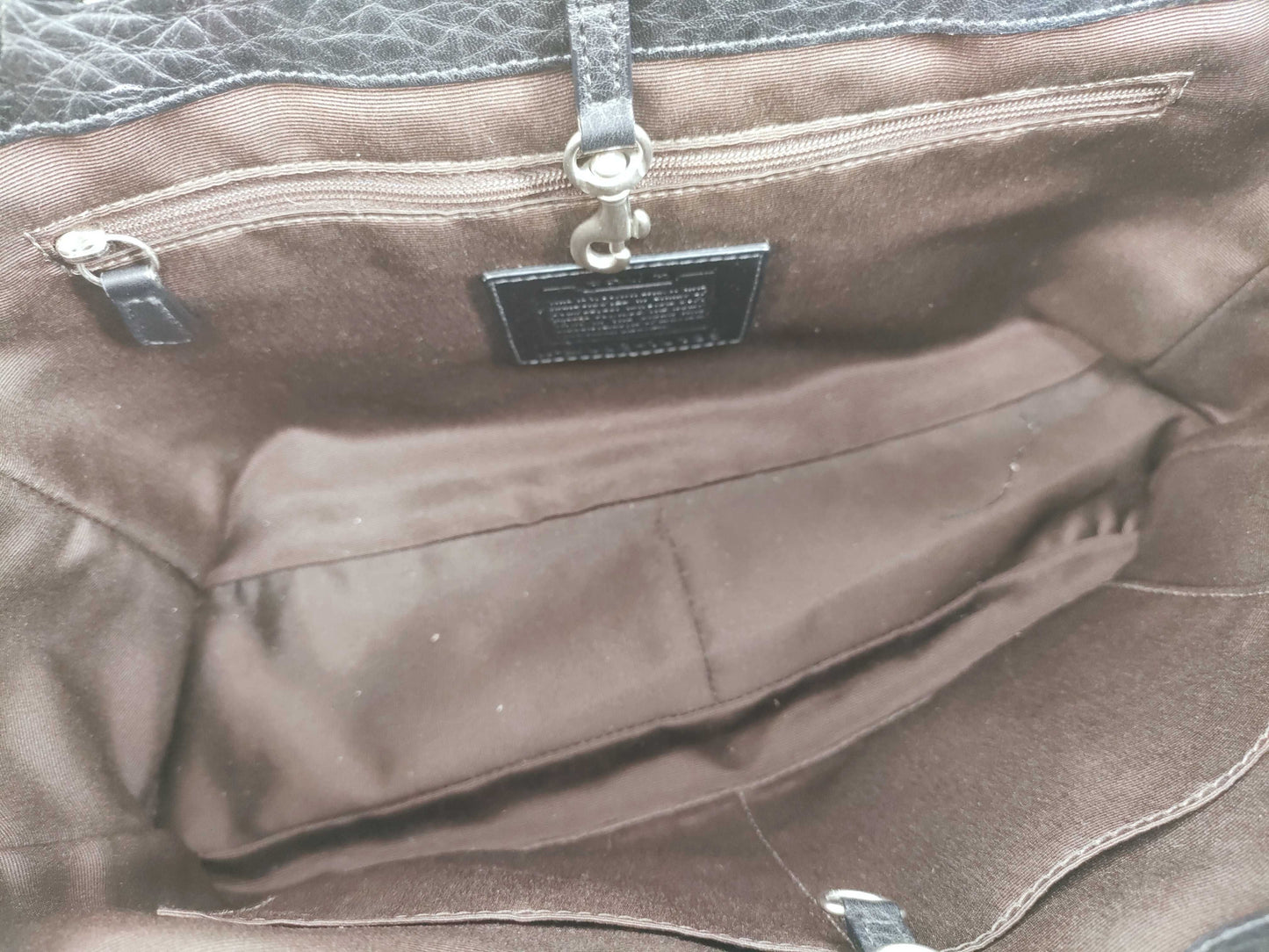 COACH Leather Handbag 10135 Black x Brown Handbag
