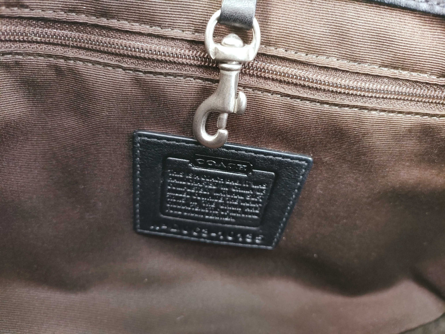 COACH Leather Handbag 10135 Black x Brown Handbag