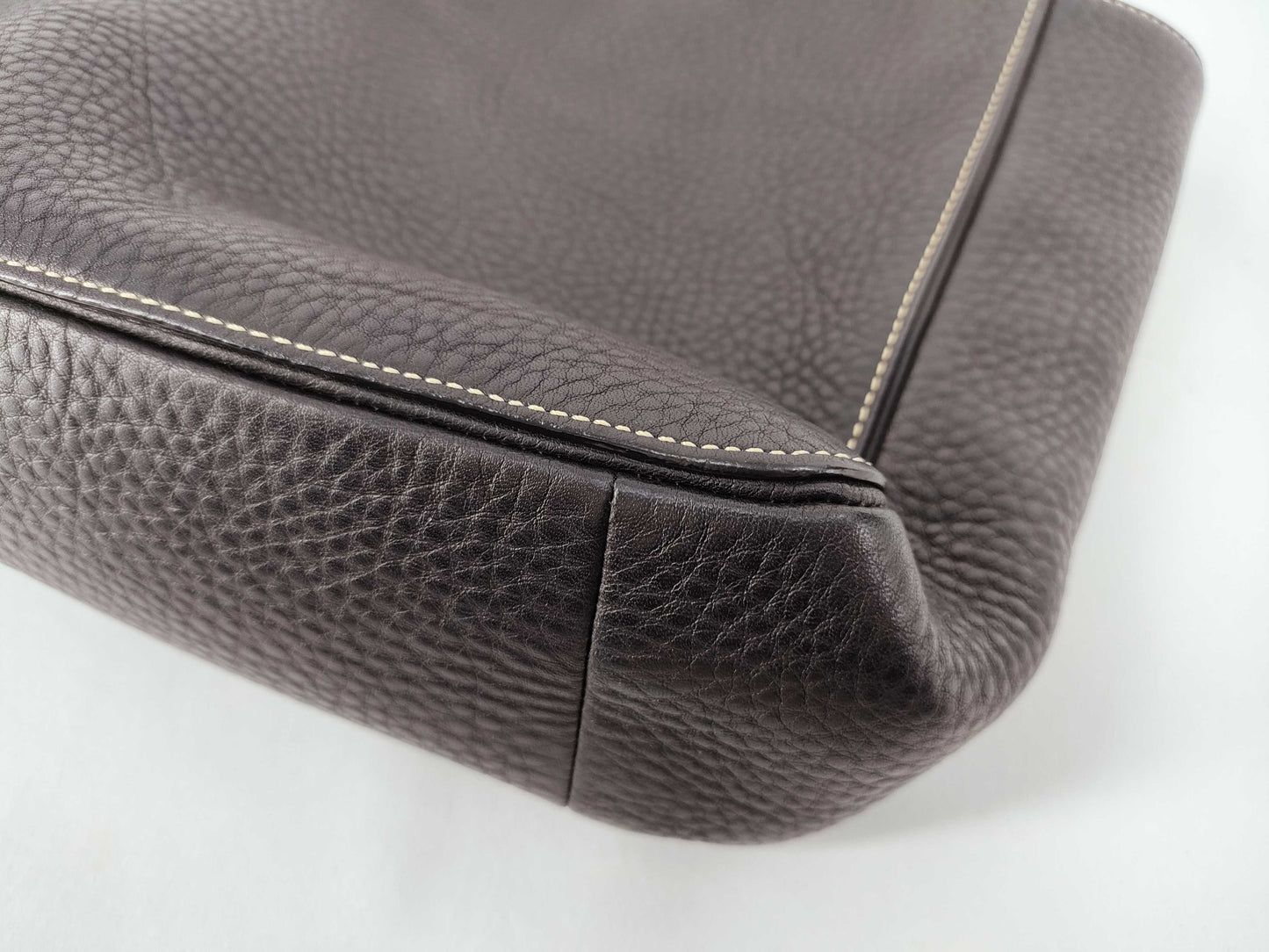 COACH Leather Handbag 10135 Black x Brown Handbag