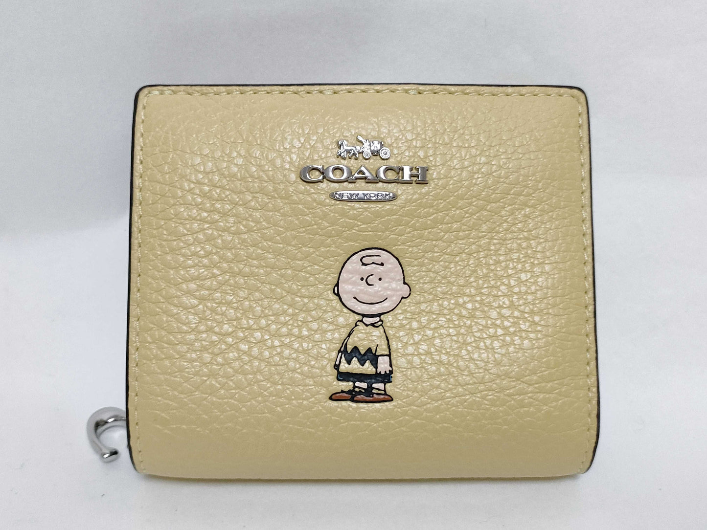 COACH Leather Bifold Wallet CBN90 Yellow Beige