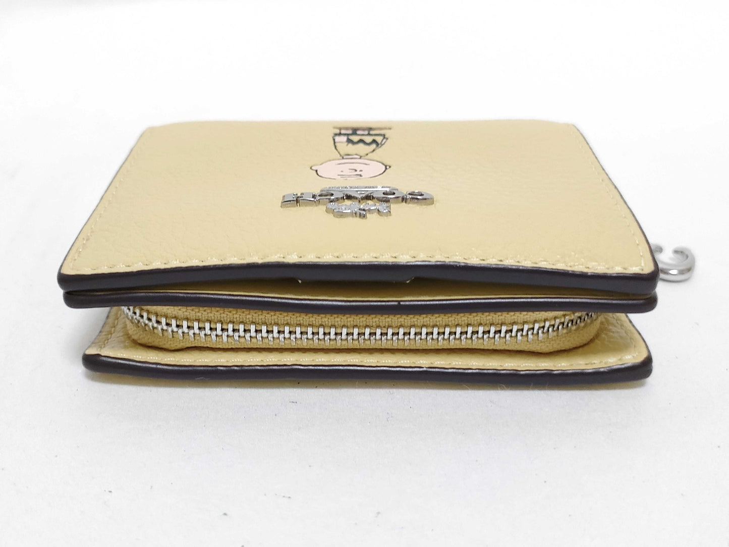 COACH Leather Bifold Wallet CBN90 Yellow Beige