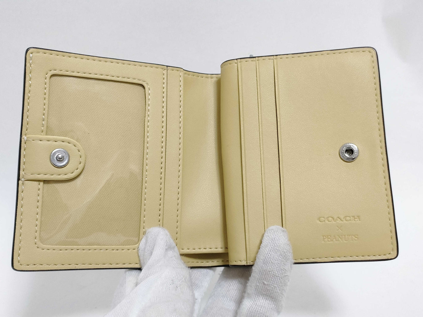 COACH Leather Bifold Wallet CBN90 Yellow Beige
