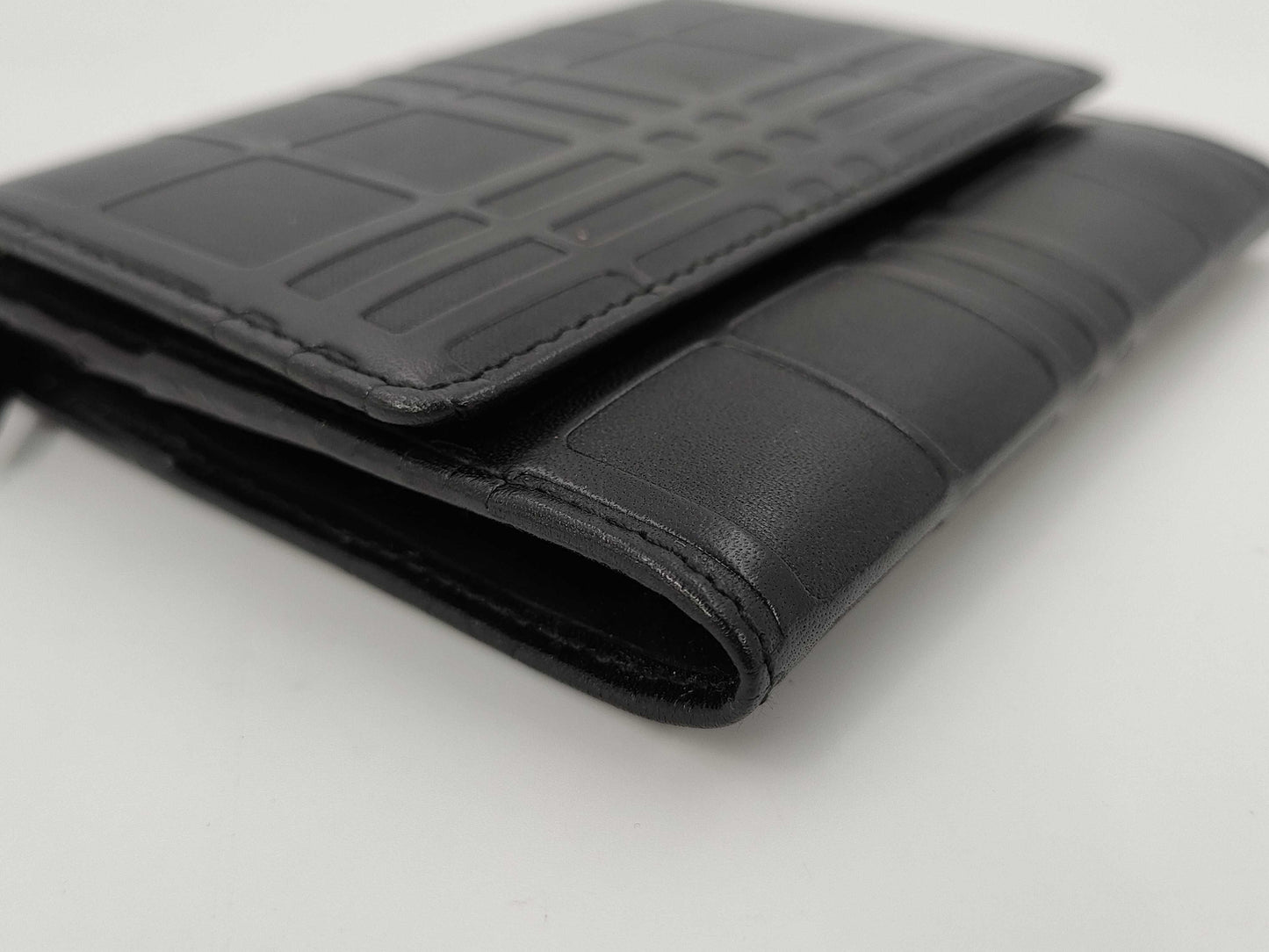 BURBERRY Burberry embossed check black leather wallet