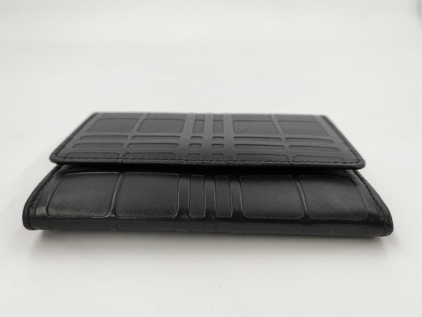 BURBERRY Burberry embossed check black leather wallet