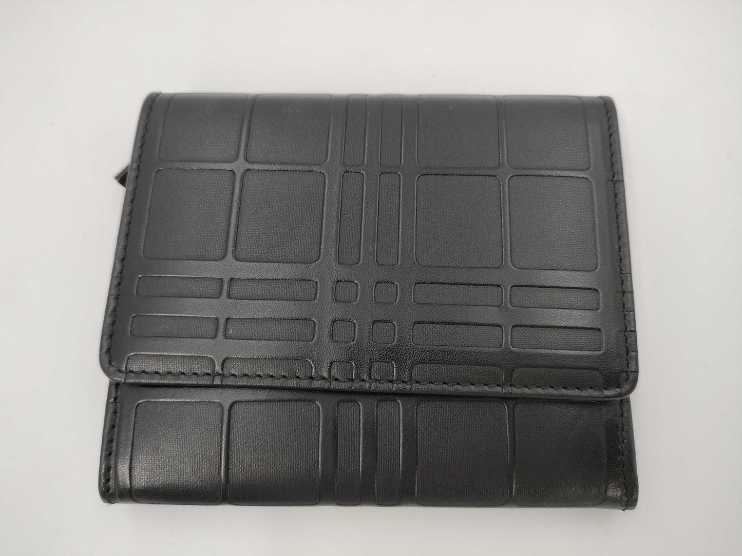 BURBERRY Burberry embossed check black leather wallet