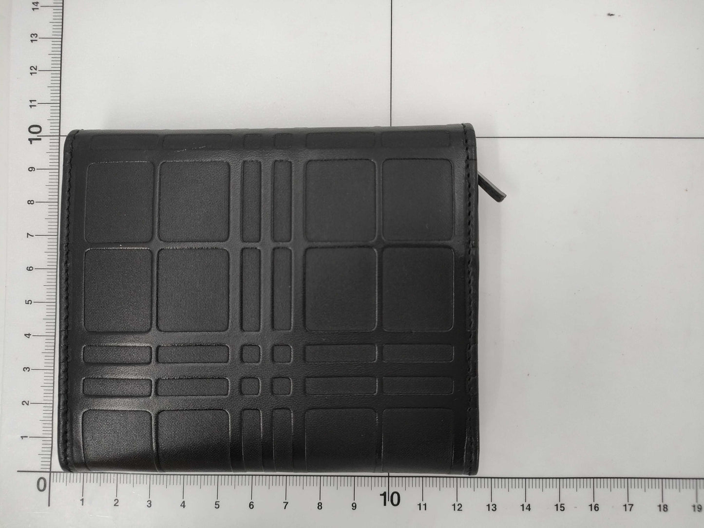 BURBERRY Burberry embossed check black leather wallet