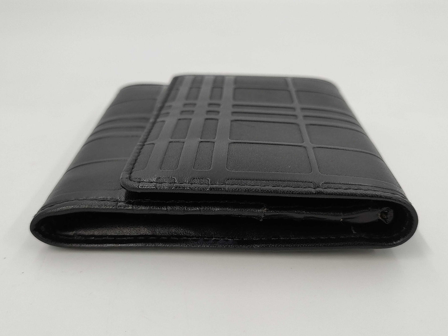 BURBERRY Burberry embossed check black leather wallet