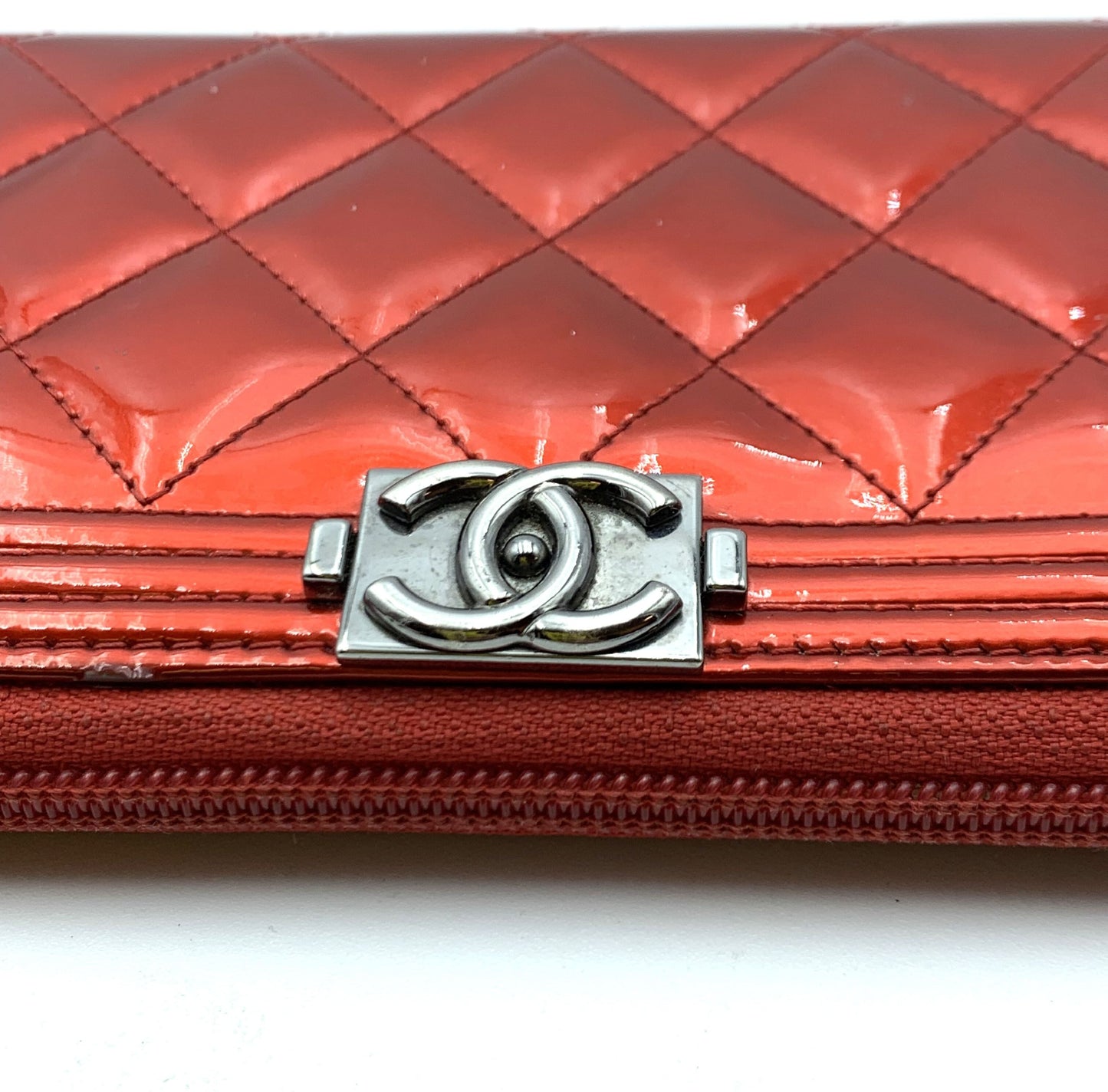 CHANEL Boy Chanel Long Wallet Red Wallet