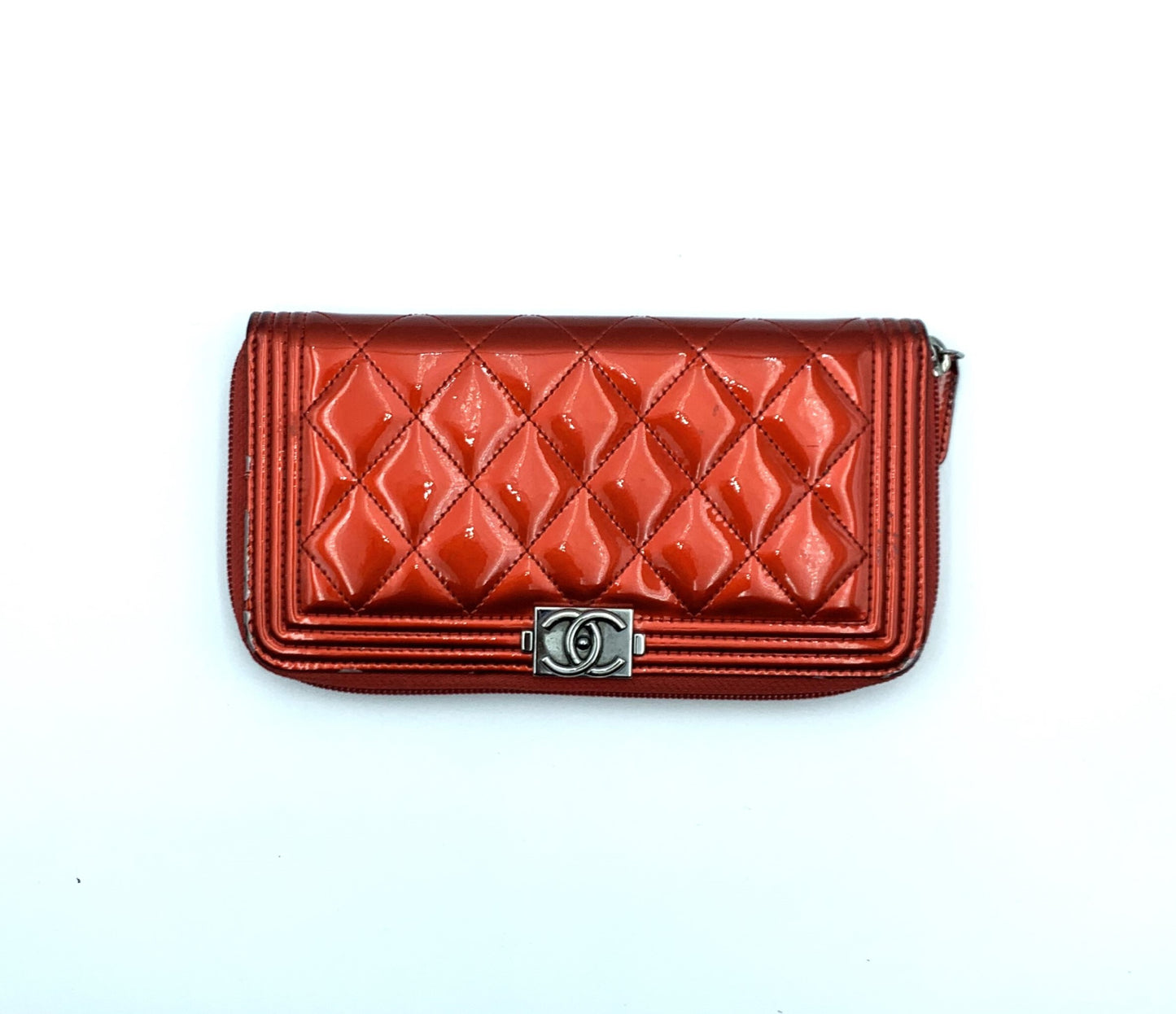 CHANEL Boy Chanel Long Wallet Red Wallet