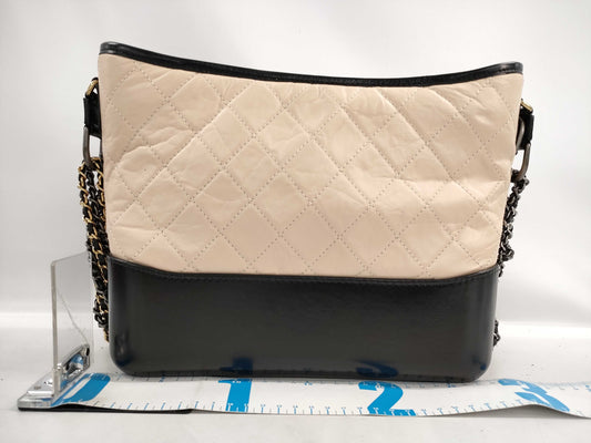 CHANEL Gabriel Chain Shoulder Bag, Beige and Gold, Seal and Warranty, No. 26